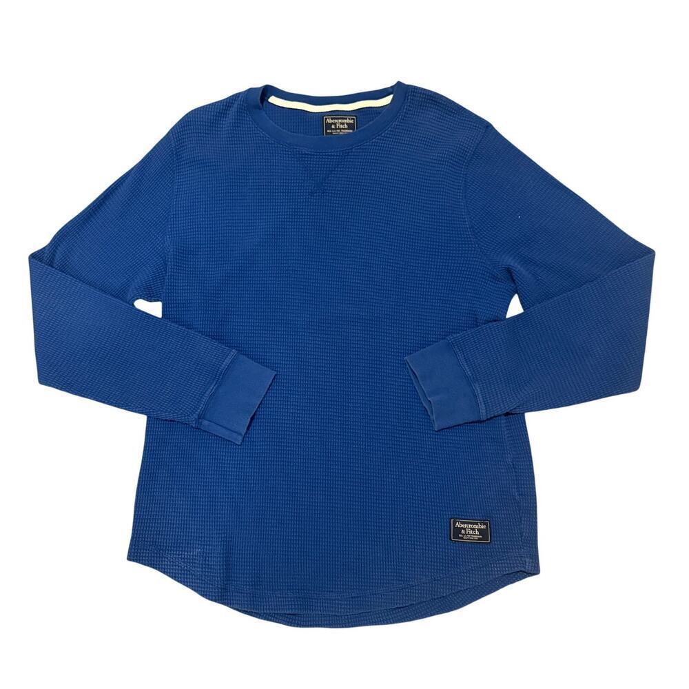 Abercrombie & Fitch Blue Waffle Knit Thermal Long Sleeve Men Large Preppy Cozy